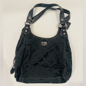 Coach A1073-14305 Black/Brown Canvas Hobo Bag